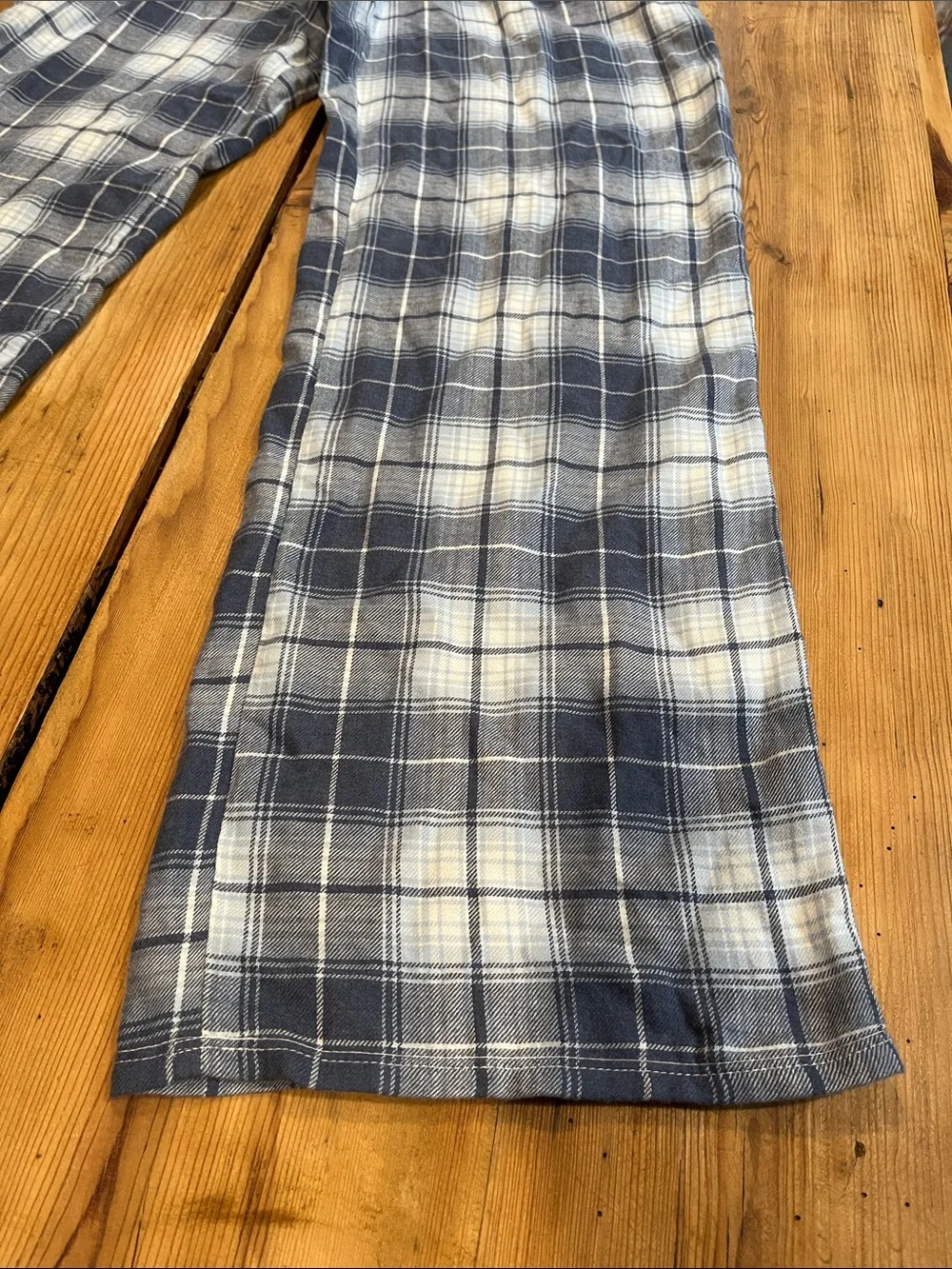 HOLLISTER Sleep XS Blue Flannel Check Pants Flared